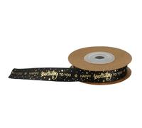 Ciieeo Ruban D’Emballage Présent Noir 15 CM X 914 M Impression Dorée Joyeux Anniversaire pour Décoration Gâteau Fleurs et Bricolage DIY Ruban Décoratif et Accessoire Présent