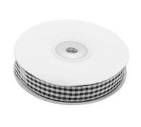 Ciieeo Ruban Tissé à Motifs Carreaux 16 CM X 22 M Noir - Ruban Décoratif Multi-Usage pour Emballage Présent Loisirs Créatifs Décoration de Fêtes et Bouquets de Mariage