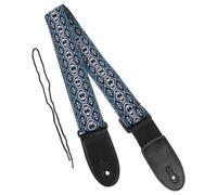 Ciieeo Sangle de Ukulélé Réglable en Cuir Véritable Bleu M01512, Ceinture de Cou Ethnique pour Ukulélé, Bandoulière Confortable et Solide pour Porter à L’épaule Cou