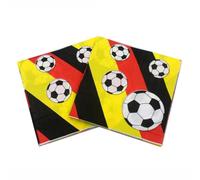 Ciieeo Serviettes de Table Imprimées Football, Lot de 20 Serviettes en Papier Colorées, Motif Ballon de Foot pour Fête, Restaurant, Coupe du Monde, Décoration Table Sport
