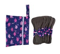 Ciieeo Serviettes Hygiéniques Lavables en Bambou Lot de 7 set de Pièces avec Paquet Imperméable Ultra-Fines Absorbantes pour Femmes Protections Menstruelles Réutilisables Confortables