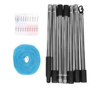 Ciieeo Set de Corde à Linge Extérieur avec Poteau Télescopique Pinces Sécurisées et Corde Résistante pour Jardin Balcon Camping et Voyage