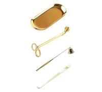 Ciieeo Set De Outils pour Bougies Acier Inoxydable Doré Kit Entretien Complet avec Coupe-mèche Étouffoir Plateau Et Couverture pour Usage Désordre