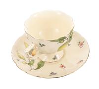 Ciieeo Set de Tasses à Café Céramique Ensemble de Tasses Vintage avec Soucoupes Élégantes pour Thé et Café Design à Bouche pour Après Midi Français et Anglais
