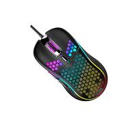 Ciieeo Souris De Jeu Filaire Creuse en Nid d'abeille pour Ordinateur Portable, Léger Et Silencieux, Ergonomique, Éclairage Rvb Multicolore, Noire, Adaptée Au Bureau Et Gaming