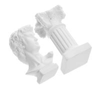 Ciieeo Statue en Résine David et Colonne Romaine Décorative Blanche, Ensemble 2 Pièces pour Décoration de Maison et Jardin, Stable et Réaliste