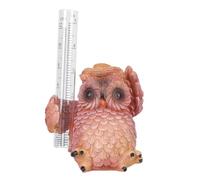 Ciieeo Statue Hibou Jardin en Résine avec Pluviomètre Extérieur Marron | Décoration de Cour et Pelouse, Verre Intégré, Design Classique Simple, pour Maison Jardin