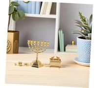 Ciieeo Statue Juive Décorative Religieuse Dorée avec Bougeoir pour Bougies Piliers Figurine Spirituelle de Arche Alliance Israélienne Objet de Collection pour Salle de Prière et