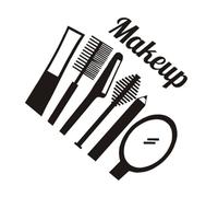 Ciieeo Stickers Muraux Décoratifs Autocollants pour Outils de Maquillage, Dimensions 55x44 Cm, Couleur Noire, Papier Peint Mural pour Décoration de Chambre et Salon de Beauté à Domicile