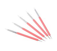 Ciieeo Stylos à Ongles Double Extrémité Brosse Silicone, Lot de 5 Outils Nail Art pour Manucure, Dessin et Décoration Ongles Gel UV en Salon et Usage Personnel