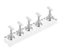 Ciieeo Support D'entraînement pour Ongles Transparent 5 Porte-ongles Argentés, Base Pressable pour Nail Art, Accessoires Manucure Pratiques pour Pose Vernis, Entraînement Nail Art