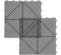 Ciieeo Tapis de Sol Antidérapant pour Voiture en Plastique Noir Larges Trous de Drainage, Confortable à Marcher, pour Lavage Auto et Piscine, Lot de 2 Pièces Carrées