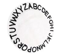 Ciieeo Tapis Rond Pour Chambre D’garçon Et Filles 120 Cm, Tapis D’éveil Antidérapant En Mousse Douce, Blanc Lettres Alphabet, Pour Jeu Et Décoration Enfantine