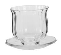 Ciieeo Tasse à Thé Verre Transparent Forme Citrouille avec Sous-verre Résistant à Haute Température Compagnon de Thé Kung Fu pour Maison Bureau Halloween