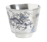 Ciieeo Tasse à thé vintage motif dragon argenté style Kung Fu surface lisse pour la maison, le bureau, la maison de thé