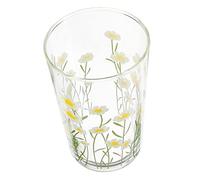 Ciieeo Tasse Verre Rétro à Motif de Marguerite Mug à Café Transparent pour Bureau et Maison Verre à Boire Multi avec Base Plate pour Café Eau et Boissons