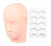 Ciieeo Tête de Mannequin pour Extensions de Cils 2 Pièces Kit D’entraînement Maquillage Tête Fermée pour Formation Maquillage et Pratique Extensions Cils Réaliste