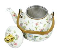 Ciieeo Théière en Émail Vintage à Motif Floral 1,5 L Compatible Plaques Induction Poignée Ergonomique pour Réunion Familiale et Fête