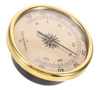 Ciieeo Thermomètre Mural Rond en Métal Doré, Outil de Température Intérieur Multifonctionnel, Thermomètre D’intérieur sans Pile pour Salon, la Cuisine, Bureau et Serrage, Station Météo