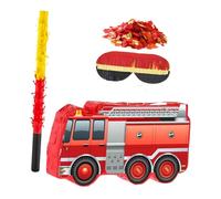 Ciieeo Tour de camion de pompiers pinata anniversaire remplissage de pinata décorations d'anniversaire de camion de pompier piñata de fête papier rouge