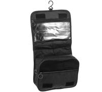 Ciieeo Trousse de Toilette de Voyage Suspendue Grosse Capacité, Tissu Cationique Résistant Noir, Organisateur Multi-Poches pour Cosmétiques et Accessoires, Paquet Maquillage Pratique