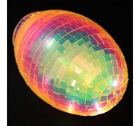 Ciieeo Œuf Décoratif en Verre Transparent Multicolore, Boule Disco Miroir Rétro pour Décoration de Bureau et Centre de Table, Décoration Festive de Pâques Éclatante, Ornement de Fête