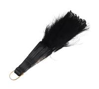 Ciieeo Ventilateur Pliant Soie Noir Brodé Broder Grand Éventail Pliable Mariage Portable Faire La Fête Ancien Éventail en Papier Crème pour Les Mains Détenu Décoration Fan PP Black
