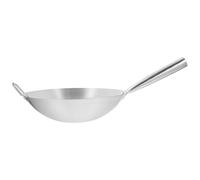 Ciieeo Wok en Acier Inoxydable 1pc Poêle Chinoise Induction Antiadhésive Facile à Nettoyer Argenté pour Cuisiner Viandes et Légumes Maison