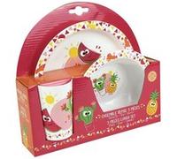 CIJEP Les Amis Fruits Ensemble Repas, Assiette, Bol, Verre Rouge 220 Ml multicolore G
