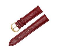 Cijinon Bracelet de montre en cuir véritable souple et respirant à motif litchi, taille universelle 12-22mm, Or rouge foncé, 18mm