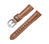 Cijinon Bracelet de montre remplaçable en cuir véritable ciré à l'huile pour homme, 18mm à 24mm, Brun, 24mm