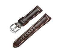 Cijinon Bracelet de montre remplaçable en cuir véritable ciré à l'huile pour homme, 18mm à 24mm, Café, 22mm