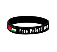 Cikiki Bracelet en silicone avec drapeau palestinien - Support pour Gaza Save - Élastique - En caoutchouc, Silicone