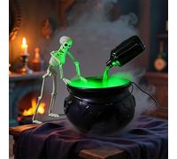 Cikiki Décorations d'Halloween d'intérieur, ensemble de potions flottantes à faire soi-même avec chaudron de sorcières et brumisateur LED, chaudron de sorcière d'Halloween en plastique noir avec