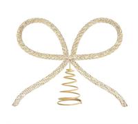 Cikiki Nœud doré pour sommet de sapin de Noël, nœud doré en métal pour sapin de Noël, couronnes, décoration de guirlande, décoration festive élégante