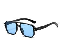 CIKJUK Lunettes de soleil aviateur rétro pour homme et femme - Verres carrés vintage - Lunettes d'aviateur rectangulaires - Protection UV400, Noir/bleu.