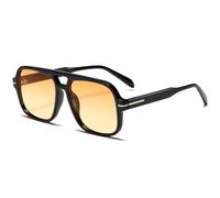 CIKJUK Lunettes de soleil rétro pour homme et femme - Lunettes de soleil aviateur années 70 - Verres orange - Lunettes de soleil carrées vintage pour protection UV400, Noir/orange et jaune