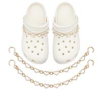 CIKKITZ Blings Lot de 10 breloques de chaussures pour femme, paire de chaînes de chaussures en forme de cœur pour filles, 8 décorations de chaussures étincelantes pour fête, alliage d'acier, sans