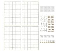 CIKLCIX Grille Murale Dorée, 17.3"×11.8" Panneau Photo Métal, Lot de 4 | Wall Grid pour photos, notes et décoration avec pinces et crochets