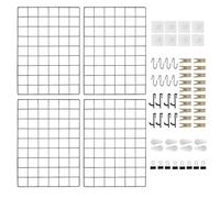 CIKLCIX Grille Murale Noire, 17.3"×11.8" Panneau Photo Métal, Lot de 4 | Wall Grid pour photos, notes et décoration avec pinces et crochets