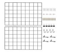 CIKLCIX Grille Murale Noire Décorative, 43,9 cm × 30 cm Tableau Mémo en Treillis, Lot de 2 Tableaux Mémo en Fil de Fer, Treillis Métallique pour Photos, Panneau Mural avec Pinces et Crochets