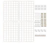 CIKLCIX Lot de 4 panneaux muraux en grille métallique or rose, organiseur de photos en grille, 44 x 29 cm, cadre photo en grille, tableau mémo en maille métallique avec clips et crochets