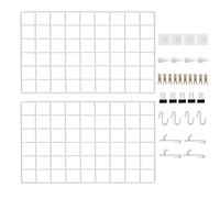CIKLCIX Panneau mural en métal blanc, organiseur de photos en fil de fer, tableau de 44,3 cm et 30 cm, cadre photo, lot de 2 tableaux mémo en maille avec clips et crochets
