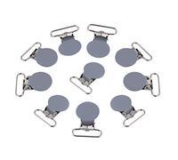 Cikonielf 10 pièces 25 mm pinces à bretelles tétine en métal pinces à bretelles pinces à bretelles en métal attache à jarretelles pour pantalons à bretelles élastiques et jeans en denim(gris)