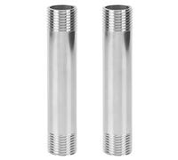 Cikonielf 2 Pcs Raccords De Tuyaux en Acier Inoxydable Diamètre Égal Fileté Tuyau en Fonte Mamelon Connecteur Pipelines Raccords De Plomberie(G1/2 Male Thread)