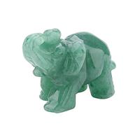 Cikonielf 2 Pouces Naturel Jade sculpté éléphant Feng Shui Cristal éléphant Statues éléphant de Jade Chanceux pour la décoration intérieure(Vert)