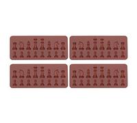 Cikonielf 4 pièces Moule en Silicone de Forme d'échecs Moule à gâteau au Chocolat Fait à la Main pour la Fabrication de Bricolage Fournitures de Cuisson 7.9x3.5in