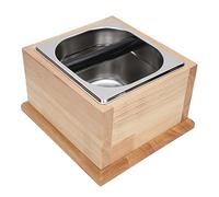 Cikonielf Boîte de frappe de café d'acier inoxydable avec l'accessoire de café de poubelle de récipient de marc de café de base en bois(L)