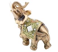 Cikonielf Chanceux Richesse éléphant Statue Feng Shui Vert éléphant Statue Sculpture Richesse Figurine décoration de la Maison Collection(L)