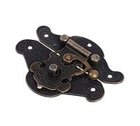 Cikonielf Loquet Moraillon pour Boîte à Bijoux en Bois Armoire Vintage Serrure Moraillon Pad Antique Rétro Décoratif Poitrine Plaque de Verrouillage(L 82 * 65mm)